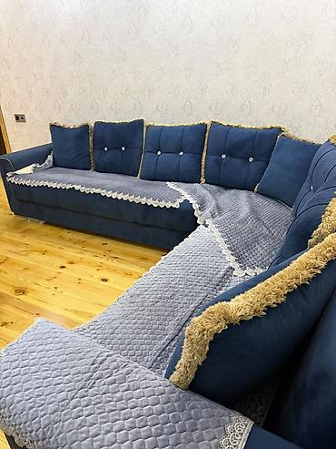 Divanlar: Künc divan, İşlənmiş, Açılan, Bazalı, Vеlur parça, Çatdırılma yoxdur — 1