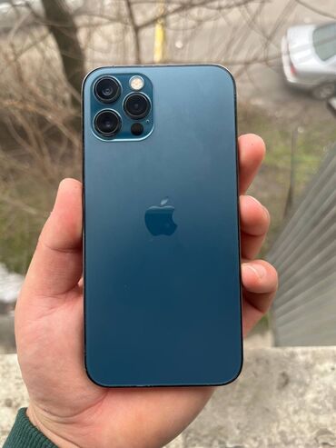 Apple iPhone: IPhone 12 Pro, Б/у, 128 ГБ, Pacific Blue, Чехол, Кабель, 80 %