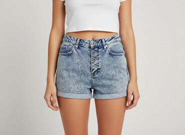 krótkie spodenki damskie z wysokim stanem duże rozmiary: FB Sister, Shorts for women, size XS