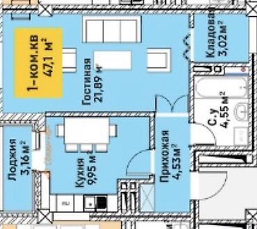 Продажа квартир: 1 комната, 47 м², Элитка, 12 этаж, Косметический ремонт — 3