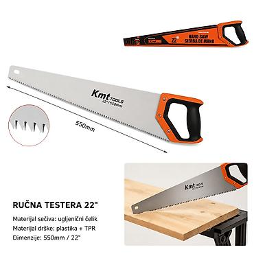 KMT Ručna testera sa brušenim zupcima i dvobojnom drškom, 22 inča
