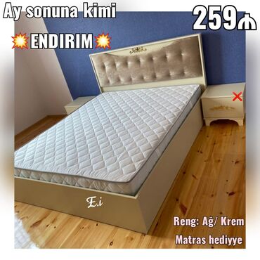 ucuz yataq: Новый, Двуспальная кровать, Без подьемного механизма, С матрасом, Без выдвижных ящиков, Азербайджан