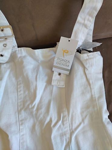 cinsi: Ponza Denim markalı ağ rəngdə cins paltar - Model: askılı, sinədən — 1