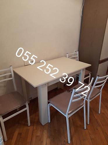 Masa və oturacaq dəstləri: Qonaq otağı üçün, Yeni, Açılmayan, Dördbucaq masa, 4 stul — 2