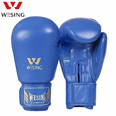 Перчатки: Новые Боксерские перчатки WESING, синие. - Вес: 12 oz - Материал — 1
