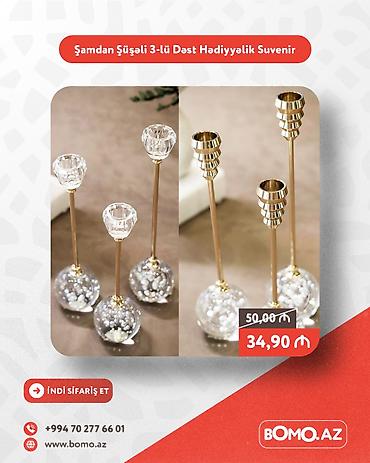 Şamdanlar: Yüksək keyfiyyətli. 🔥 Şamdan Şüşəli 3-lü Dəst Hədiyyəlik Suvenir ✅ — 1
