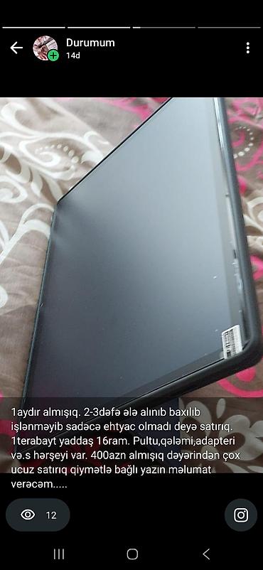 Digər planşetlər: Yaddaş 1terabayt ram 16. təzədir işlənməyib demek olar . nömrə gedir — 1
