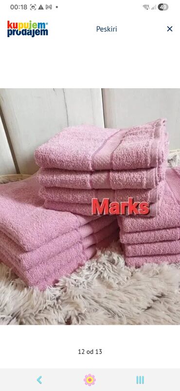 Peškiri: ??Pamucni peskiri jednobojni??Dimenzije peskira : 50x90Cena: Paket 12 — 2