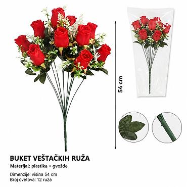 KMT 12 cvet sa štipaljkom 8 710405 Buket veštačkih ruža sa 12