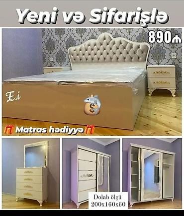 yataq çərçivəsi: Yataq otağı dəsti – “Yeni və Sifarişlə” Qiymət: 890 ₼ Hədiyyə: Matras — 1