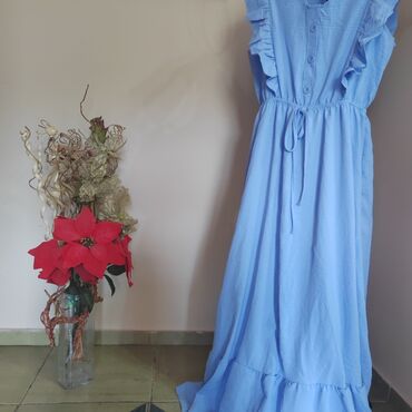 haljina na tufne: L (EU 40), color - Light blue, Evening, With the straps