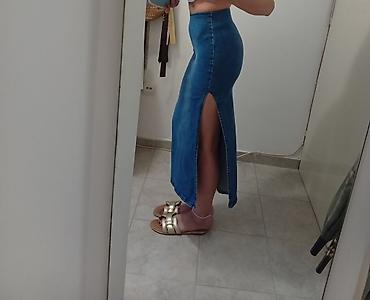 pull: Teget teksas suknja – midi/duga dužina, uskog kroja - Materijal — 3