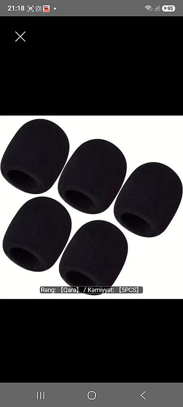 qarmon satışı: Məhsul: Mikrofon üçün köpük windscreen (pop‑filter) dəsti — 3