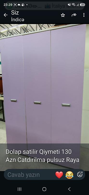 3 qapılı geyim dolabı - Rəng: bənövşəyi/lilak - Material lalafo.az -da 3 qapılı geyim dolabı - Rəng: bənövşəyi/lilak - Material