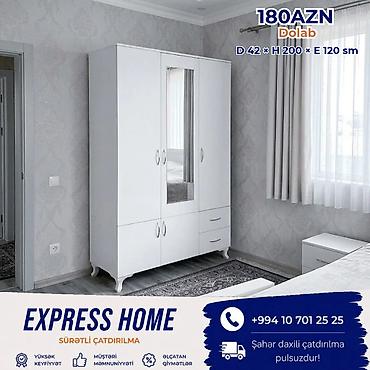Yeni, 3 qapılı, Güzgülü, Açılan, Düz dolab