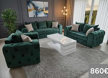 Stilske garniture: Komplet tapaciranih garnitura za dnevni boravak – moderan Chesterfield — 3