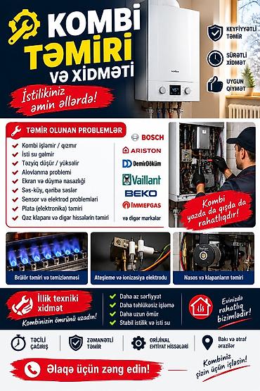 Kombi təmiri və xidməti İstiliyinizi etibarlı əllərə həvalə edin! lalafo.az -da Kombi təmiri və xidməti İstiliyinizi etibarlı əllərə həvalə edin!