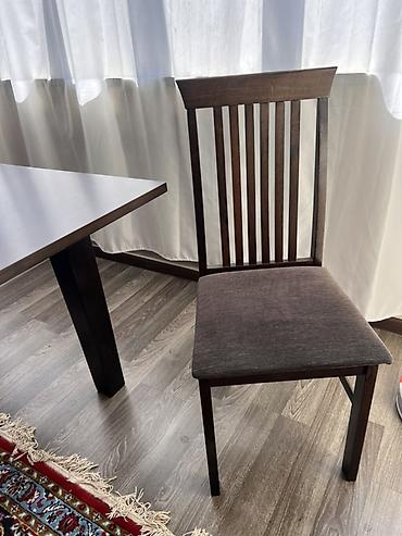 kafe stul: Taxta yemək otağı stulu - Material: möhkəm QOZ ağac karkas, tünd — 3