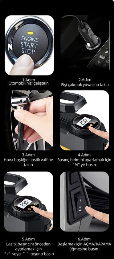 Avtomobil kompressorları və nasosları: Mioji - Mio 10 Portativ 150PSI 12V 120W Avtomobil Hava Pompası — 6