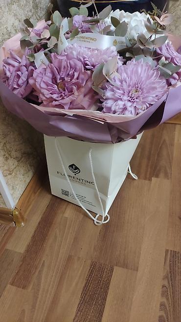 güldanda gül: Lavanda tonlarında elegant buket - Tərkib: lavanda rəngli sprey — 2