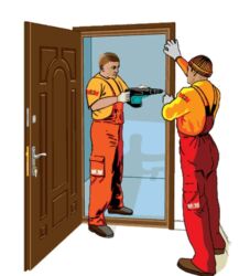 оборудование пластиковых окон: Дверь: Установка