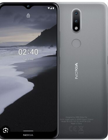 Nokia: Nokia 2.4, 32 GB, rəng - Boz, Barmaq izi, İki sim kartlı, Face ID