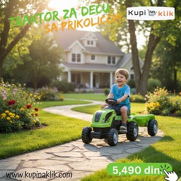 Sve za dečije igralište: Dečiji traktor sa prikolicom – pedalan - Dizajniran za vožnju na — 6