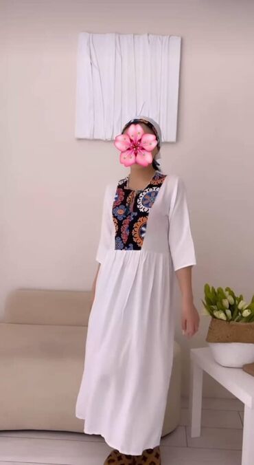 турецкое платье халат: Повседневное платье, Лето, Средняя модель, Платье-комбинация, 2XL (EU 44), 3XL (EU 46), 4XL (EU 48)