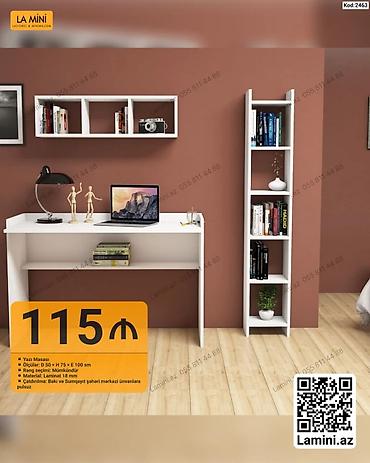 stol ofis: Düz masa, Stulsuz, Polkalı, Siyirməsiz, Sadə laminat — 1
