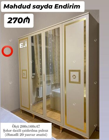 Divanlar: Yeni, Açılan, 4 qapılı Qarderob, paltar dolabı