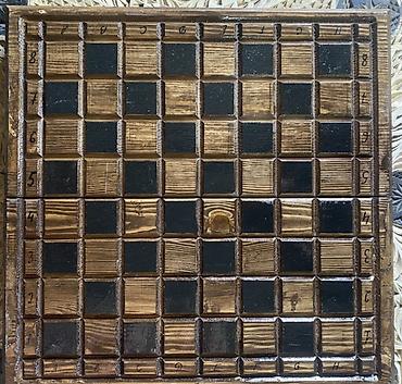 Настольные игры: Набор настольных игр 3-в-1 из натурального дерева с резьбой — 15