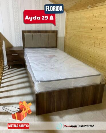 Çarpayılar: Yeni, Təknəfərlik çarpayı, Bazalı, Matras ilə, Siyirməsiz, Azərbaycan — 5