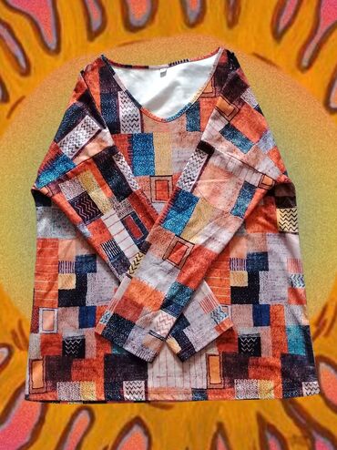 Toy paltarları və aksesuarları: Colorful patchwork print long sleeve top – boho/hippie style Price:26₼