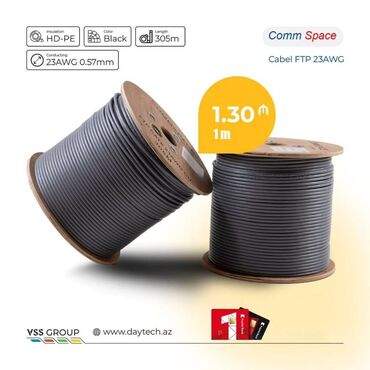 Elektrik kabelləri: FTP Cat.6 LAN Cable 0.57mm PVC 305m/reet 1m - 1.30 azn Istehsalçı