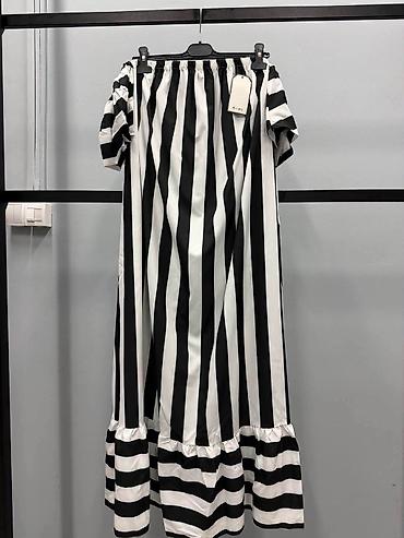 flucon kapi za oci: Duga letnja haljina na pruge, crno-bela M L XL 2XL - Kroj: maxi — 3