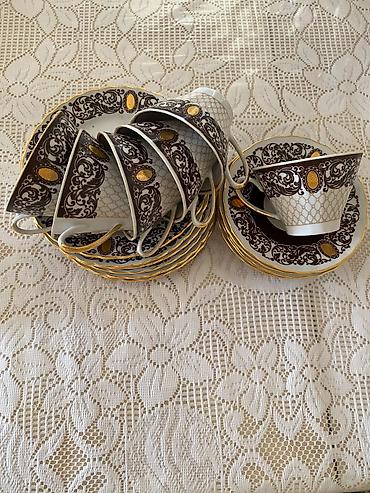Çay dəsti, rəng - Ağ, Farfor, 6 nəfərlik