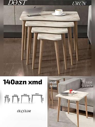 Masa və oturacaq dəstləri: Masa və 6 stul dəsti – Xmd • Komplekt: 1 yemək masası + 6 ədəd stul — 42