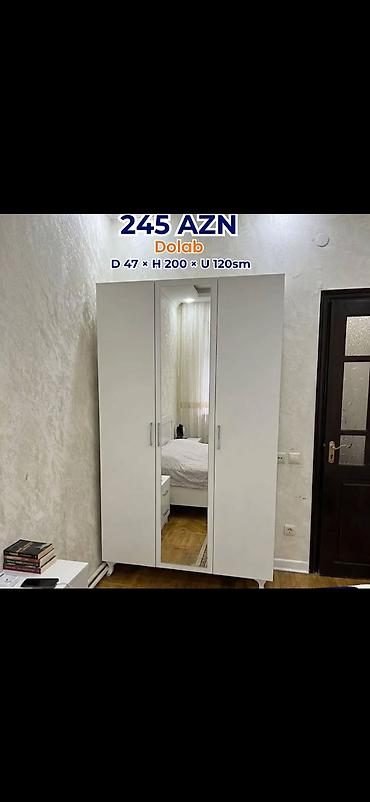 Paltar dolabları, qarderoblar: Ağ rəngdə çox bölməli geyim dolabları 1) Model 1 - Ölçü: 200 × 160 × — 15