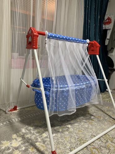 детские качели для новорожденных: Люлька, Термелүүчү, Металл, түсү - Көк