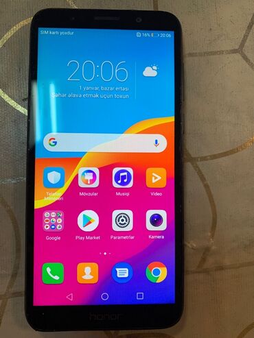 sabirabad telfon: Honor 7A, 16 GB, rəng - Göy, Sensor, İki sim kartlı