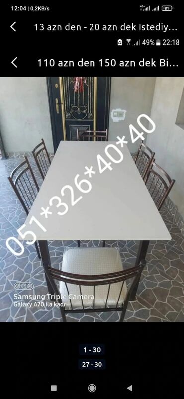 Masa və oturacaq dəstləri: Stul stol masa ve oturacaq destleri Tek-Tek ve Komplekt Wekilde -da lalafo.az — 11 Masa və oturacaq dəstləri: Stul stol masa ve oturacaq destleri Tek-Tek ve Komplekt Wekilde — 11