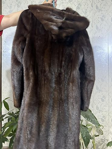 Шуба, Норка, Длинная модель, С капюшоном, S