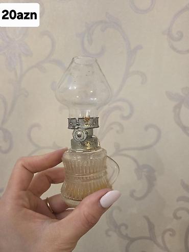 керосиновая лампа: Miniatür kerosin lampası - Material: şüşə gövdə və şüşə şamdan, metal — 1
