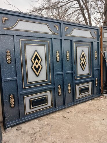 Həyət darvazaları: Dəmir Həyət darvazası, Yana açılan, Mexaniki, Qapı ilə, rəng - Qara — 14