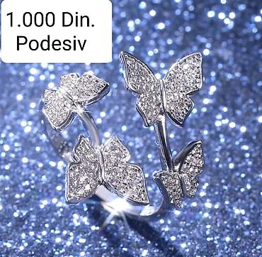 c: Eleganti posrebreni podesivi prsten od hirurskog čelika sa žigom — 6