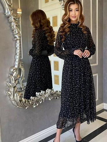 Повседневные платья: Платье из шифона, чёрный в горошек, 950 сом, размер 42-44 at lalafo.kg — 2 Повседневные платья: Платье из шифона, чёрный в горошек, 950 сом, размер 42-44 — 2