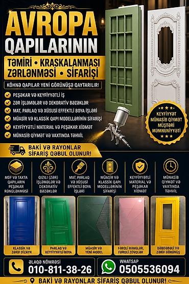 seyf qapilar kataloqu: Avropa qapılarının: - Təmirı, kraskalanması, zərlənməsi və sifarişi - — 1