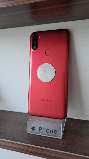 Samsung: Samsung Galaxy A11, 32 GB, rəng - Qırmızı, Düyməli, Barmaq izi, İki sim kartlı
