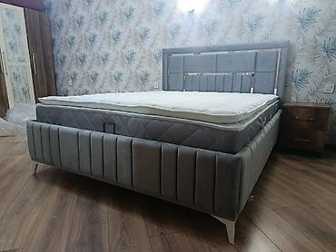 taxta tavan: Mebel dəsti: yumşaq başlıqlı taxta karkaslı çarpayı və ortopedik — 4