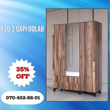 3 qapili dolablar: Qarderob, paltar dolabı, Yeni, 3 qapılı, Açılan, Düz dolab, Türkiyə